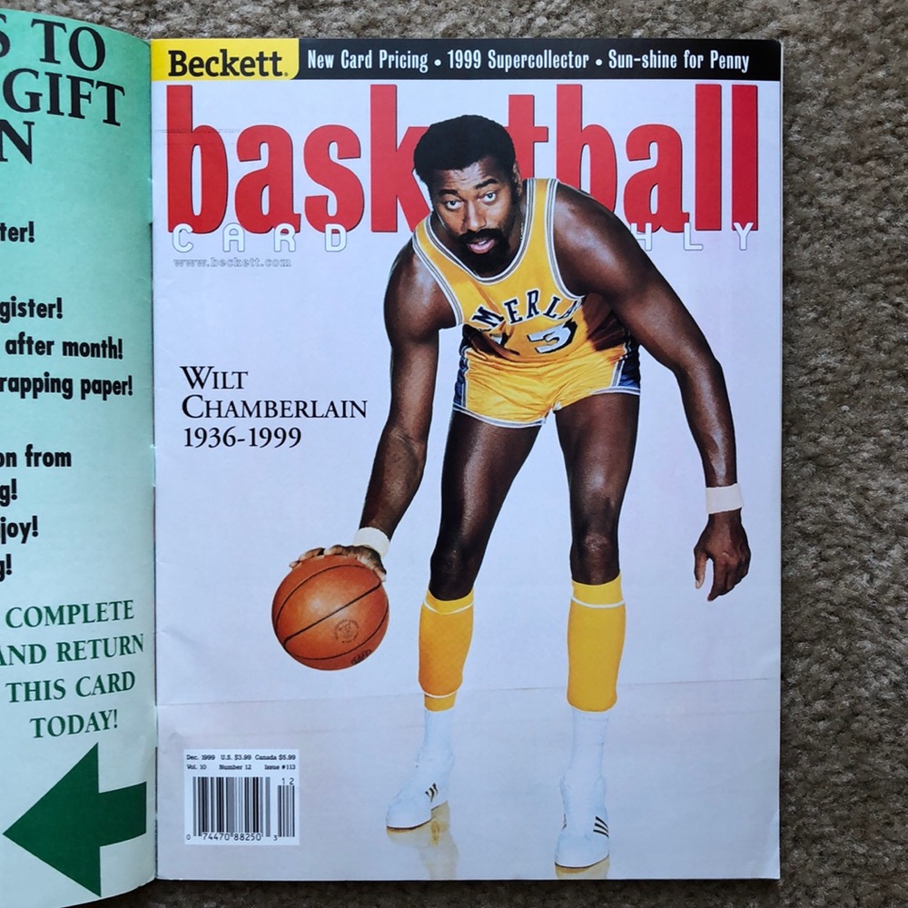 Beckett Basketball Magazine Monthly Price Guide Wilt Chamberlain December 1999